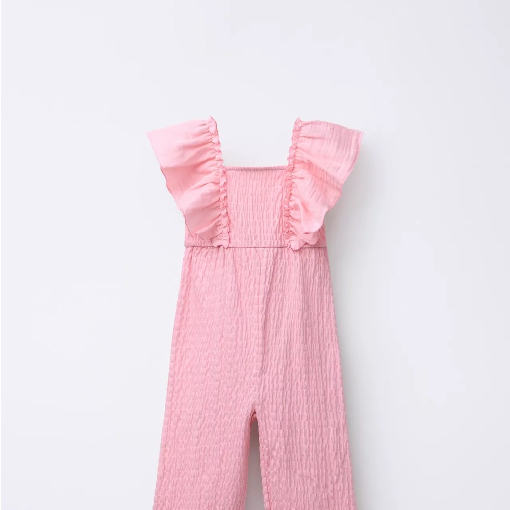Zara Pink Ruffle-Shoulder Romper